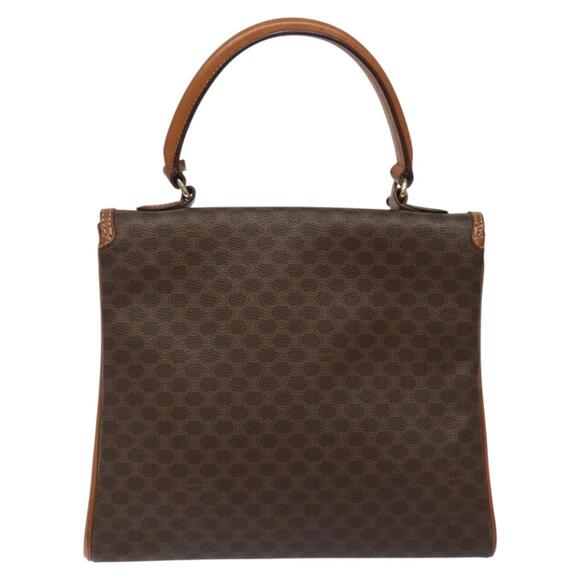 CELINE Macadam Canvas Hand Bag Pvc Leather Brown Gold - Picture 3 of 13